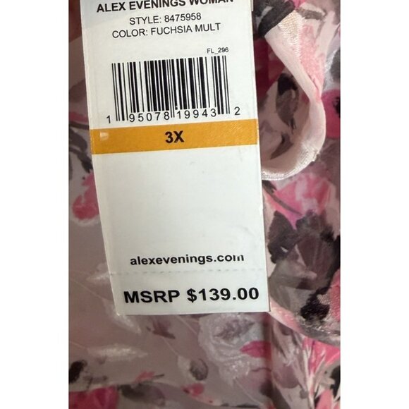 Alex Evenings Size 3X Chiffon Blouse Pink Layers Asymmetrical Floral NEW - Picture 9 of 11
